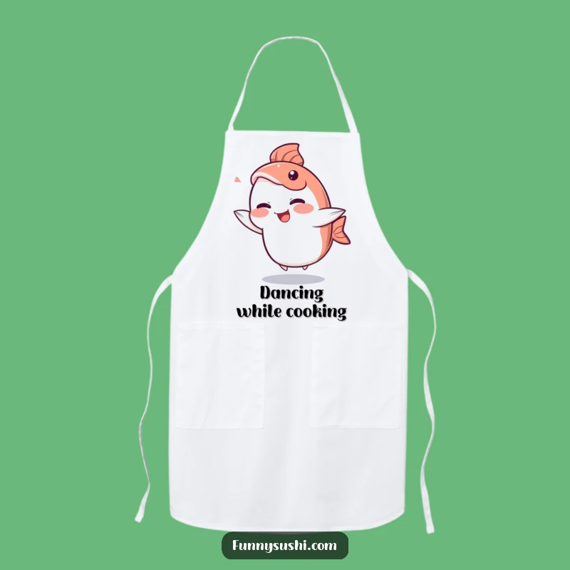 Funny Sashimi Apron: Chef's Giggling Fish Character Kitchenwear