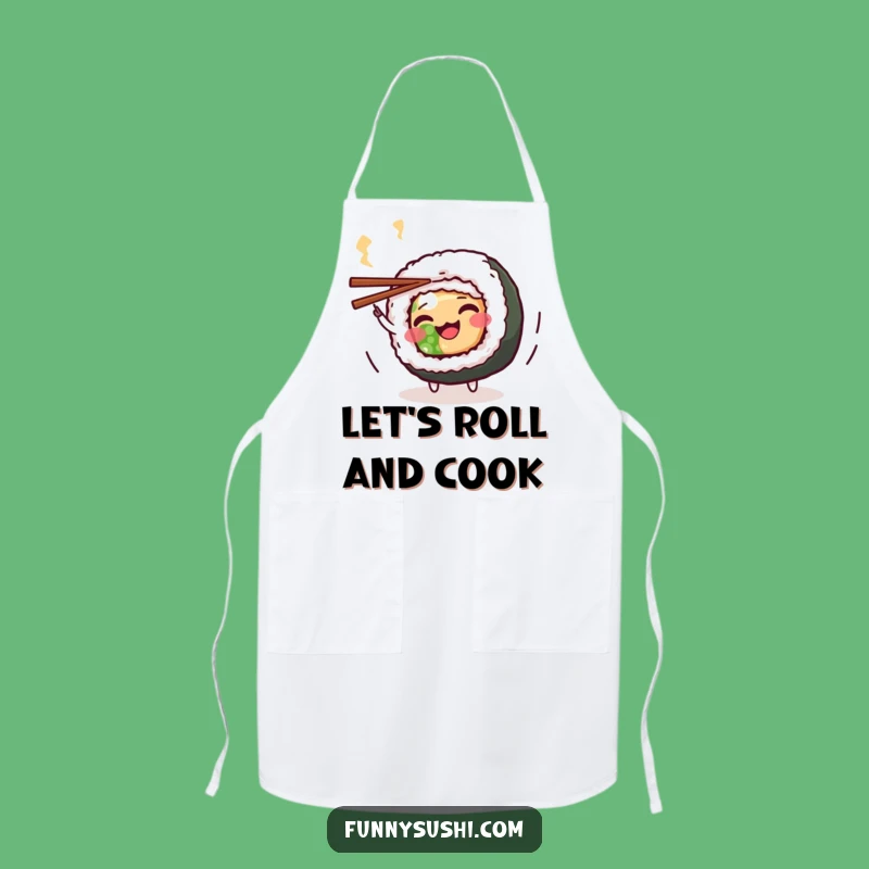 Funny Maki Roll Apron: Chef's Playful Sushi Character Kitchen Gear