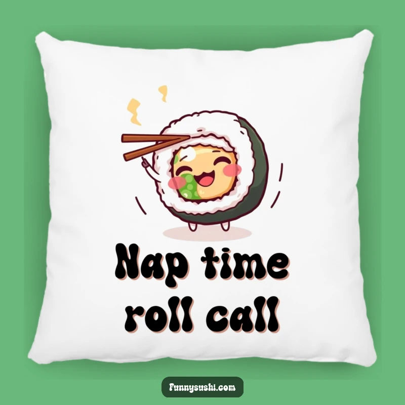 Funny Maki Roll Pillow: Cozy Sushi Character Accent Pillow