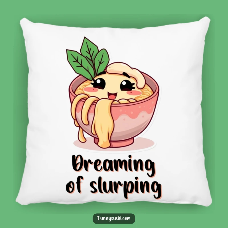 Funny Ramen Bowl Throw Pillow, Cozy & Hilarious Noodle Decor Gift