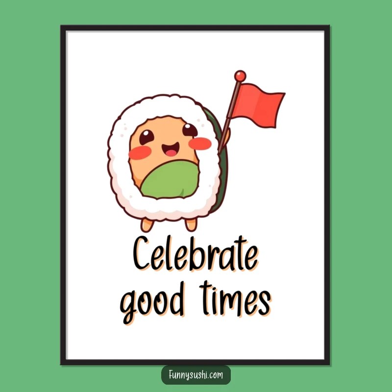 Funny Sushi Nigiri Flag Wave Digital Print: Instant Celebration for Your Walls