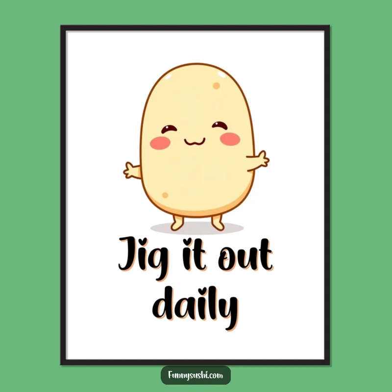 Funny Tamagoyaki Digital Art: Jiving Sushi Character Printable Decor