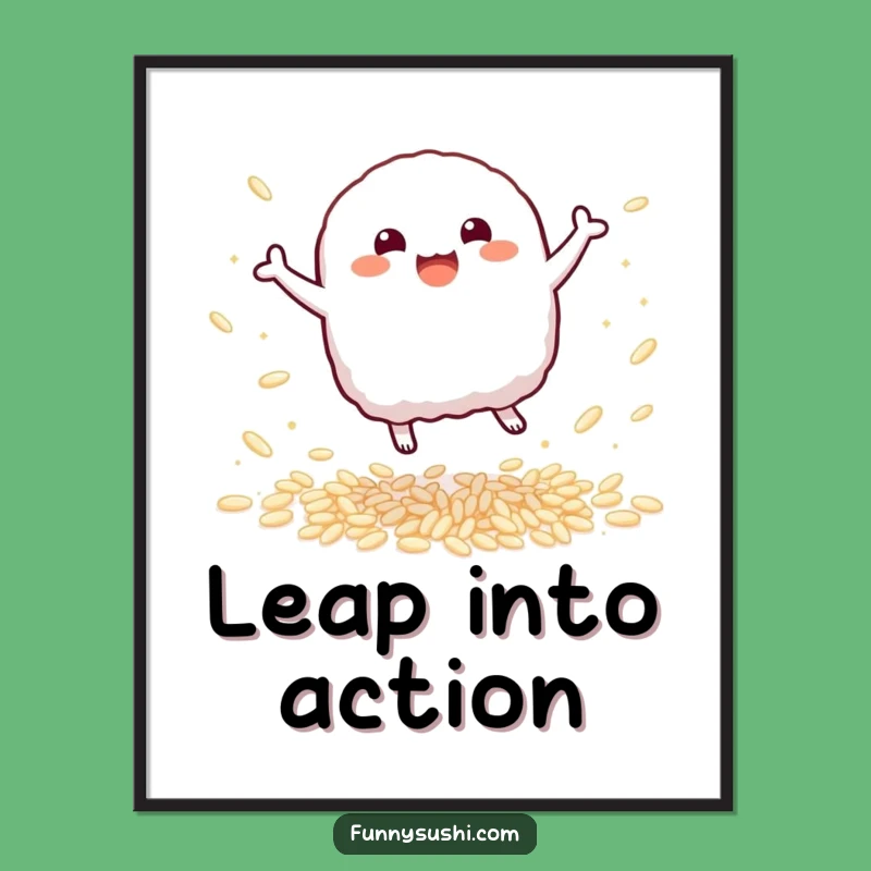 Funny Nigiri Digital Art: Bouncing Sushi Character Printable Decor