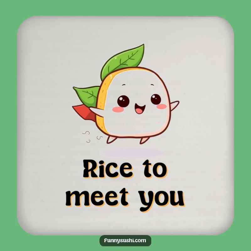 Funny Onigiri Zoom Drink Coaster, Whimsical Rice Ball Gift
