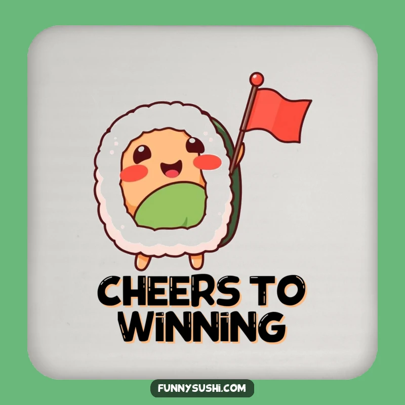 Funny Sushi Nigiri Flag Wave Coaster: Protect Surfaces with Festive Cheer