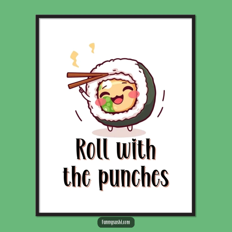 Funny Maki Roll Poster: Playful Sushi Art for Walls