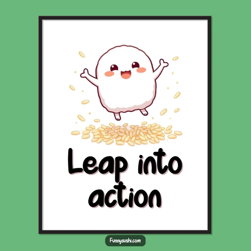 Funny Nigiri Poster: Bouncing Sushi Character Joyful Wall Art