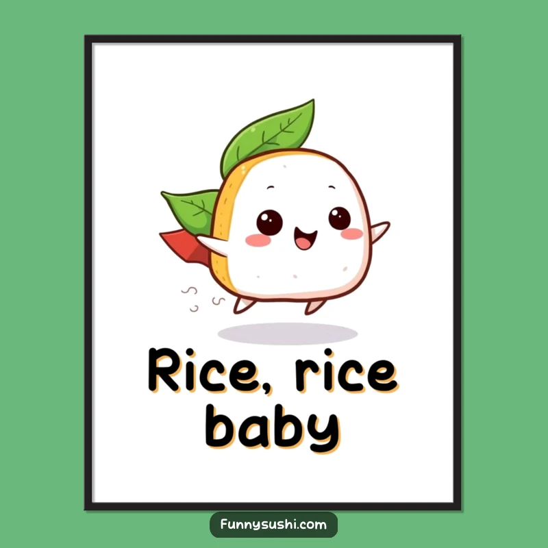 Free Printable Onigiri Wall Art: Funny Zooming Rice Ball for Playful Decor!