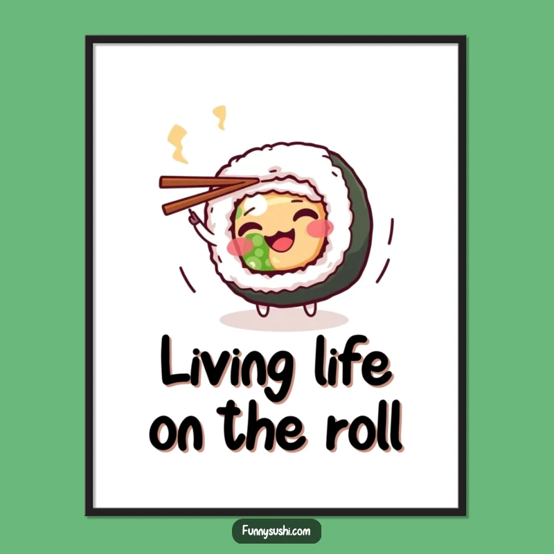 Funny Free Printable Wall Art: Wiggling Maki Roll Dancer, Downloadable Cute Sushi Decor for Any Room