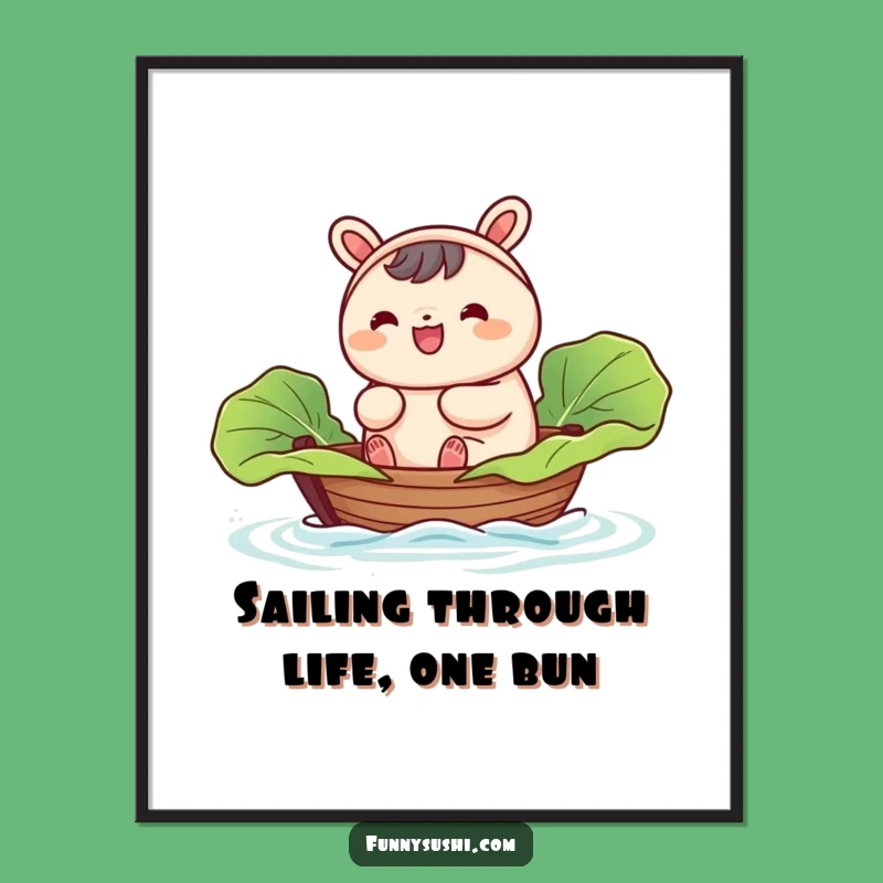 Funny Free Printable Wall Art: Bao Bun Cabbage Boat Downloadable Poster