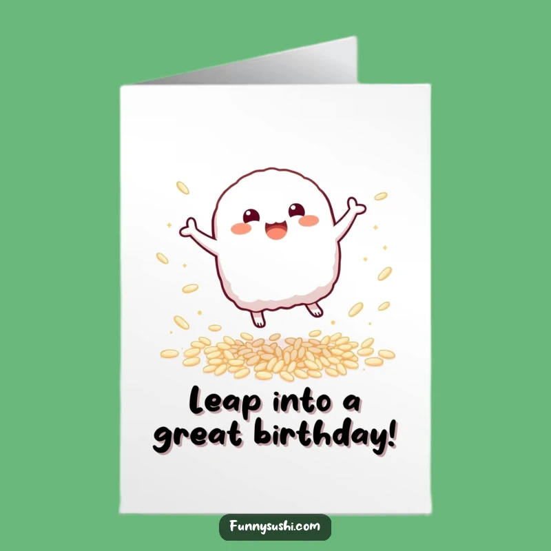 Free Printable Birthday Card: Bouncy Nigiri Leaper, Downloadable DIY Gift for Sushi Lovers' Bash