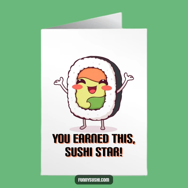 Free Printable Congrats Card: Happy Sushi Roll Jigging Downloadable
