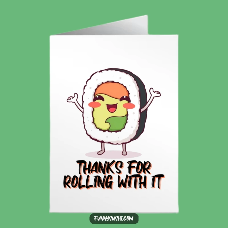 Free Printable Thank You Card: Grateful Sushi Roll Jigging Downloadable