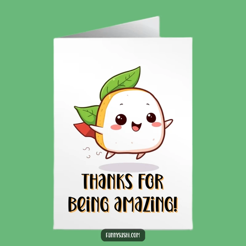 Free Printable Thank You Onigiri Card: Funny Rice Ball Expressing Gratitude Swiftly!