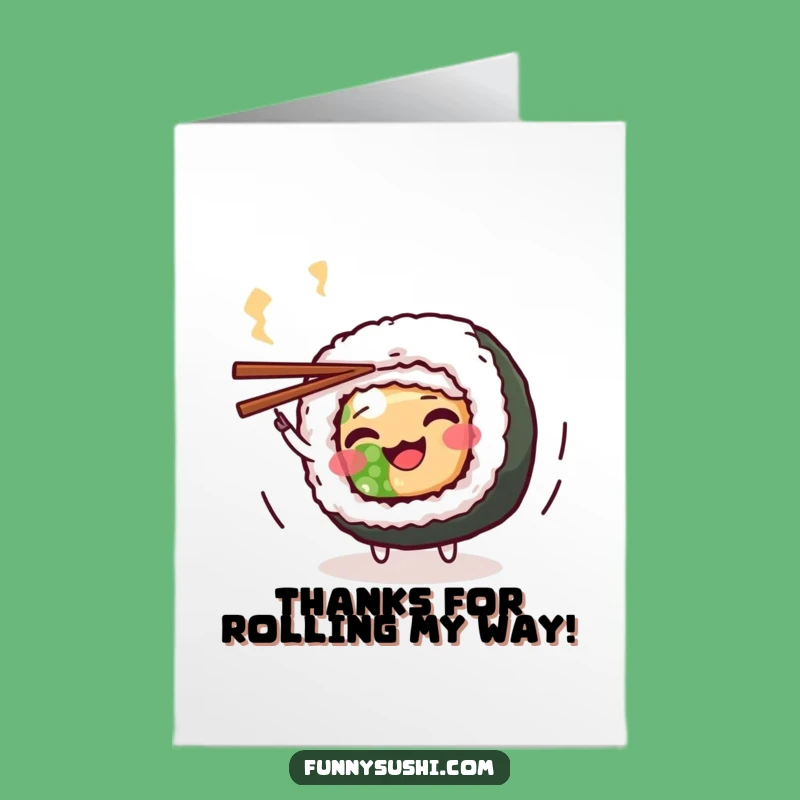 Free Printable Thank You Card: Wiggling Maki Roll Dancer, Downloadable DIY Gift for Gratitude