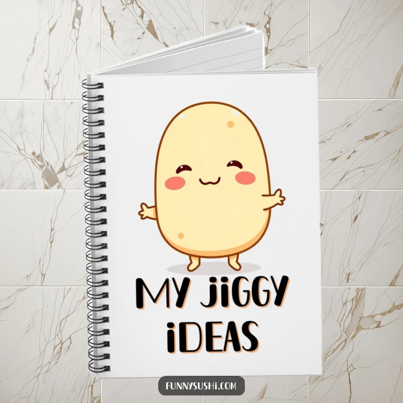 Funny Tamagoyaki Notebook: A smiling tamagoyaki character does a funny jig, inspiring humorous notes and creativity.
