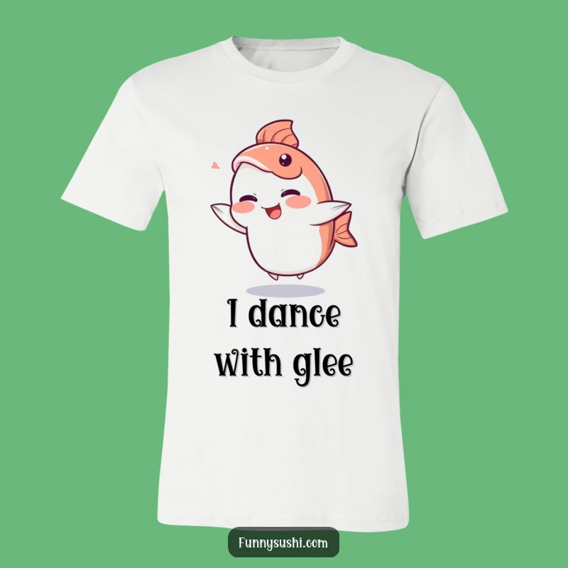 Funny Sashimi T-Shirt: Giggling Fish Character Dance Party Tee