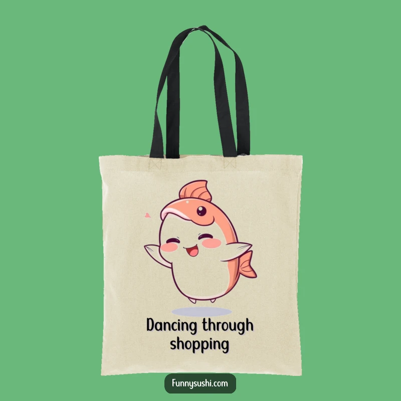 Funny Sashimi Tote Bag: Giggling Fish Character Shopping Fun