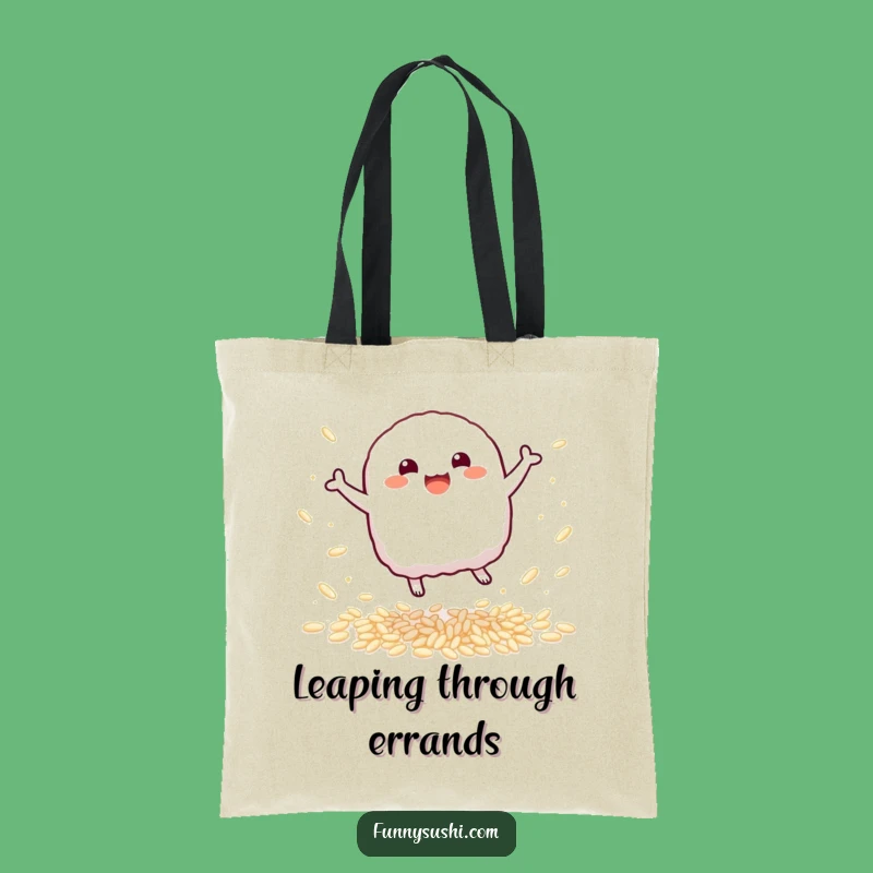 Funny Nigiri Tote Bag: Bouncing Sushi Character Everyday Companion